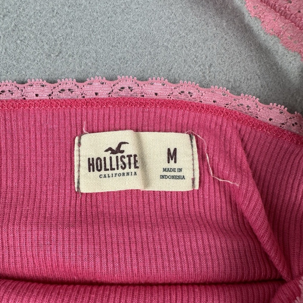 Hollister Ribbed Lace Trim Tank Camisole Medium Y2K 2000s Vintage Twilight Bird - Picture 8 of 16